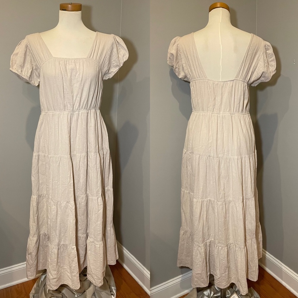 JANUARY & MAY Cotton Tiered Skirt Maxi Dress CREAM-BUFF / LARGE